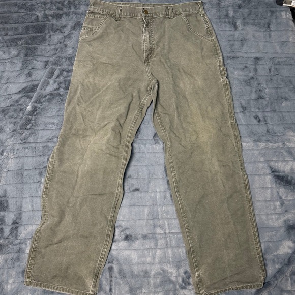 Carhartt Other - Carhartt Loose Fit Carpenter Pants Faded Olive Green Duck Canvas Mens 34x30